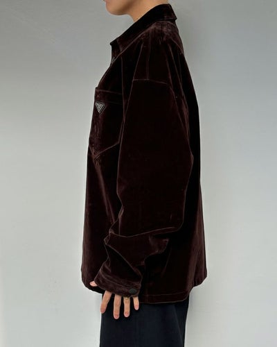 Triangle logo metal fitting velvet blouson