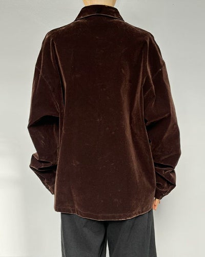 Triangle logo metal fitting velvet blouson