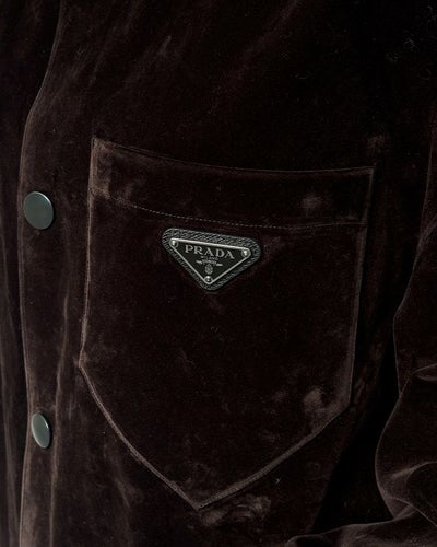 Triangle logo metal fitting velvet blouson
