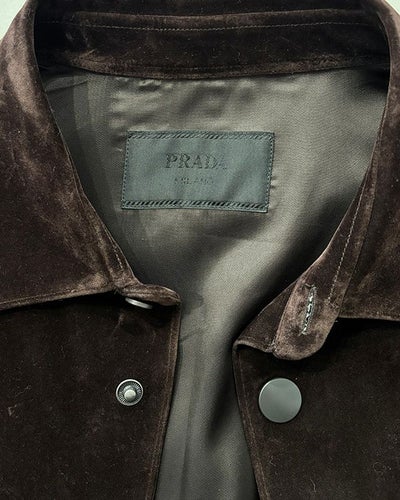 Triangle logo metal fitting velvet blouson