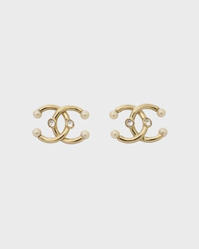 COCOラインストーンパールピアス