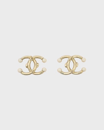 COCOラインストーンパールピアス