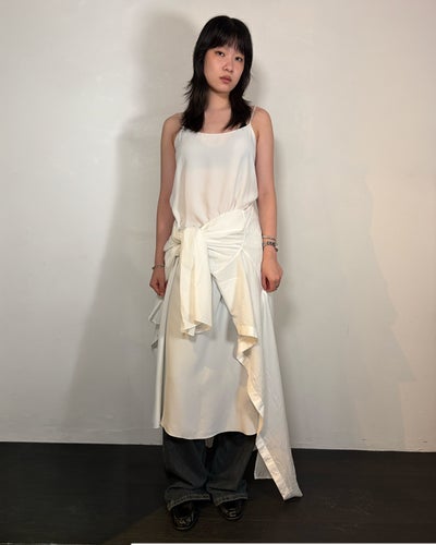 コットンロングシャツキャミワンピース