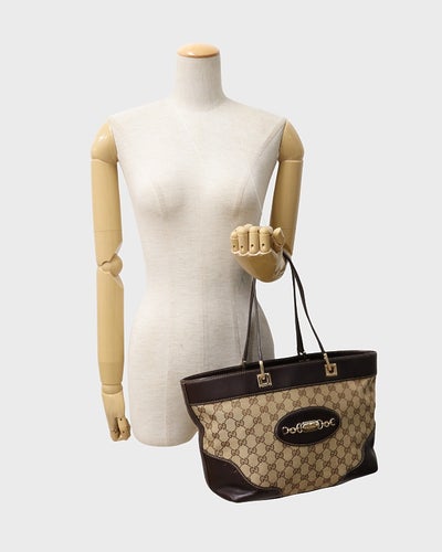 Gucci Guccissima 帆布皮革托特包