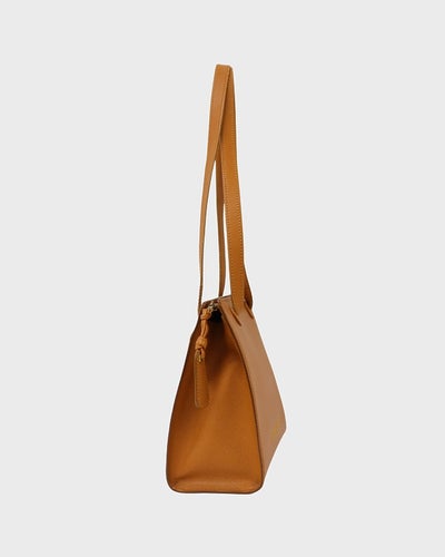 Logo Embroidered Caviar Skin Shoulder Bag