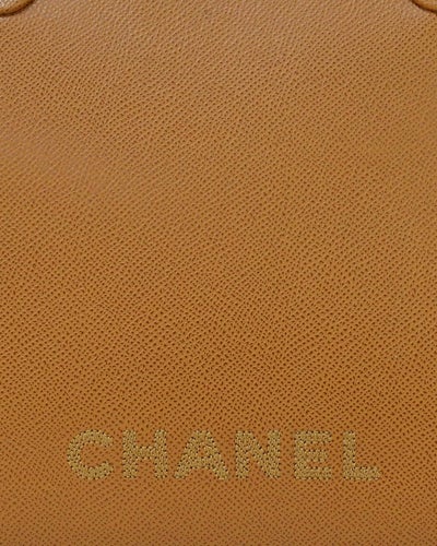 Logo Embroidered Caviar Skin Shoulder Bag