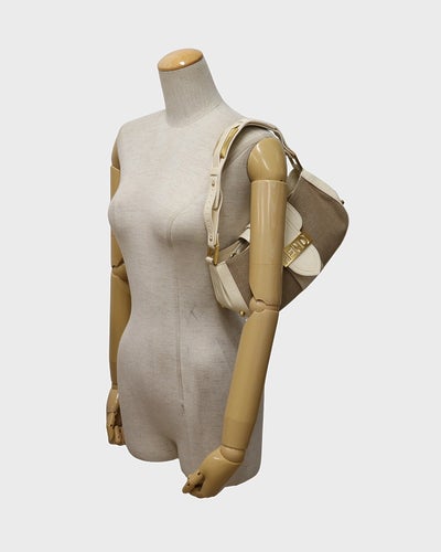 ズッカ柄キャンバスレザースタッズワンショルダーバッグ