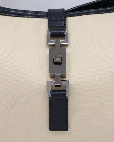 Jackie Canvas Leather One-Shoulder Bag