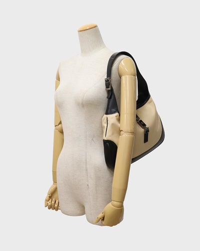 Jackie Canvas Leather One-Shoulder Bag