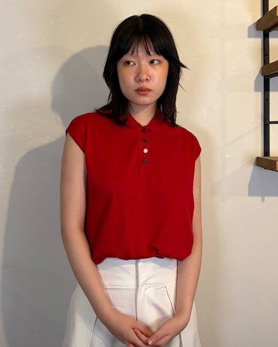 Logo Button Sleeveless Knit