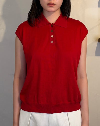 Logo Button Sleeveless Knit