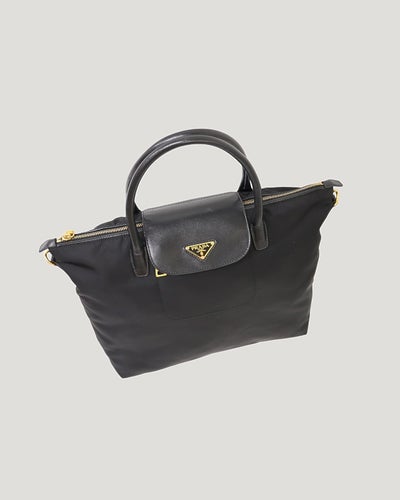 ロゴ金具ナイロンレザー2Wayバッグ