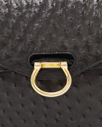 Gancini金屬W翻蓋手提包