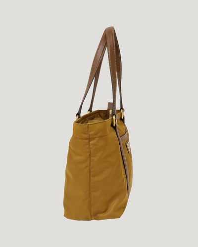 Triangle Logo Hardware Nylon Leather Handbag