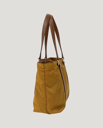 Triangle Logo Hardware Nylon Leather Handbag