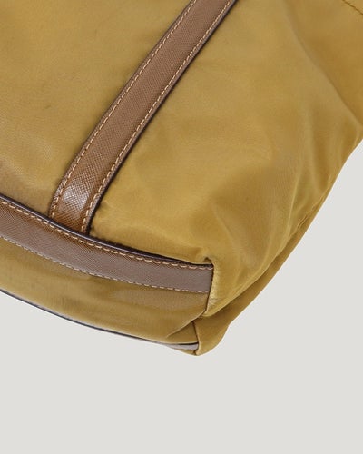 Triangle Logo Hardware Nylon Leather Handbag