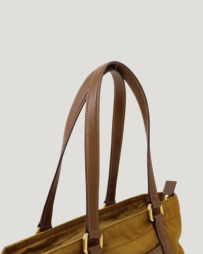 Triangle Logo Hardware Nylon Leather Handbag