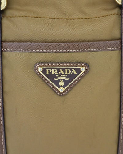 Triangle Logo Hardware Nylon Leather Handbag