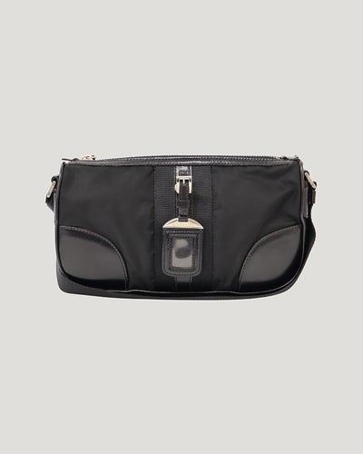 Triangle Logo Metal Nylon Shoulder Bag