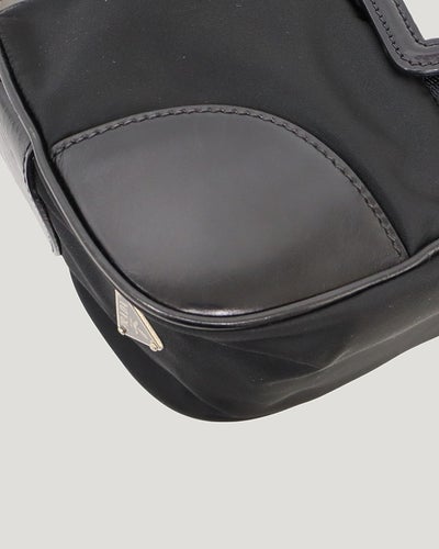 Triangle Logo Metal Nylon Shoulder Bag