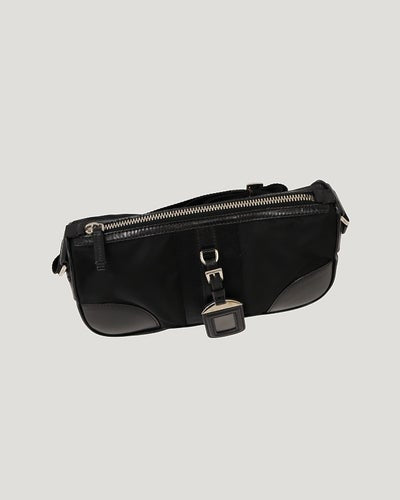 Triangle Logo Metal Nylon Shoulder Bag