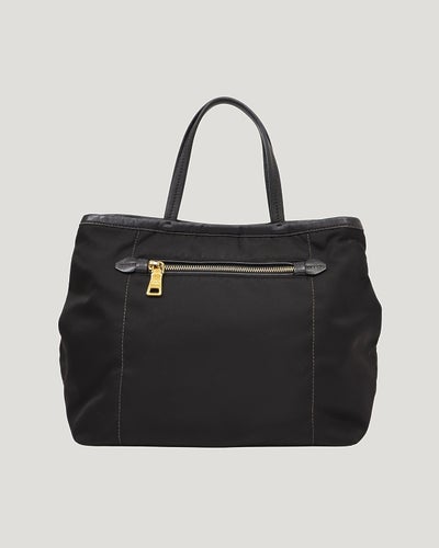 Triangular Logo Hardware Nylon Leather 2-Way Bag