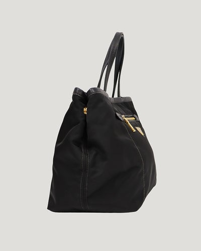 Triangular Logo Hardware Nylon Leather 2-Way Bag