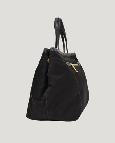 Triangular Logo Hardware Nylon Leather 2-Way Bag