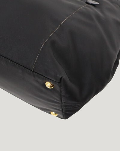 Triangular Logo Hardware Nylon Leather 2-Way Bag
