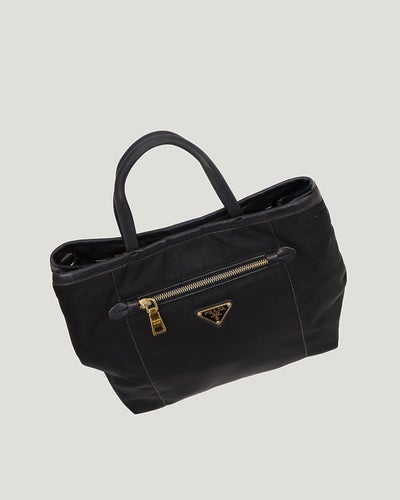 Triangular Logo Hardware Nylon Leather 2-Way Bag