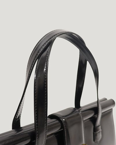 Logo Metal Leather Handbag