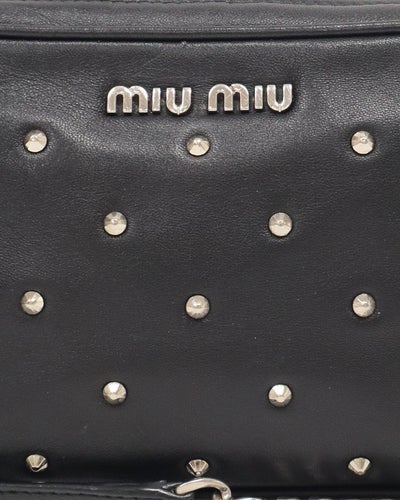 Studded Leather Chain Shoulder Bag