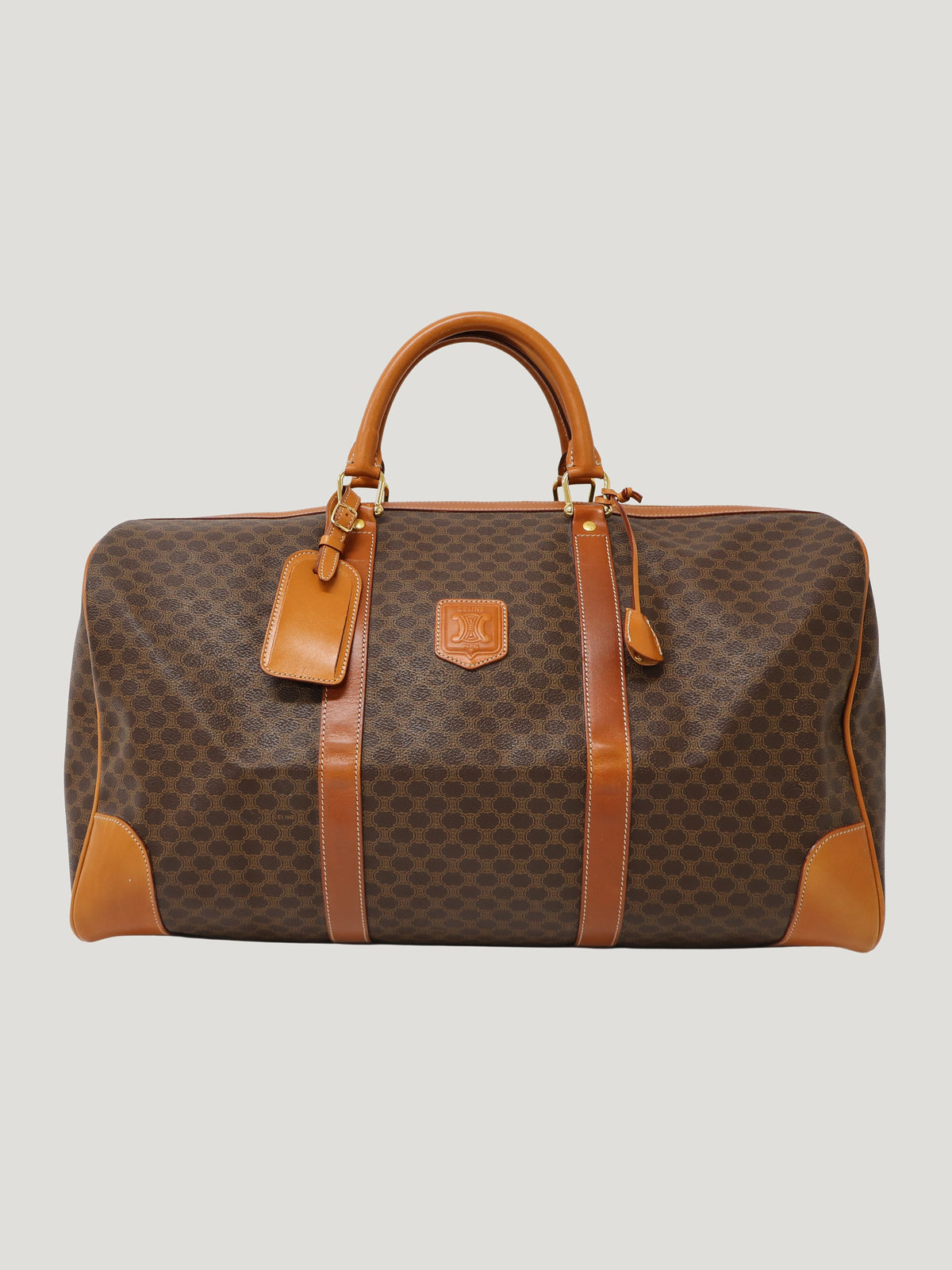 Macadam-pattern Boston bag with embossed Brazon