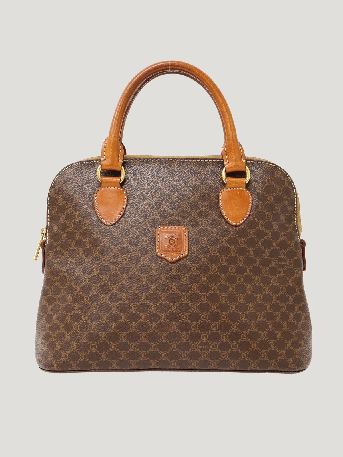Macadam-pattern handbag with embossed blazon