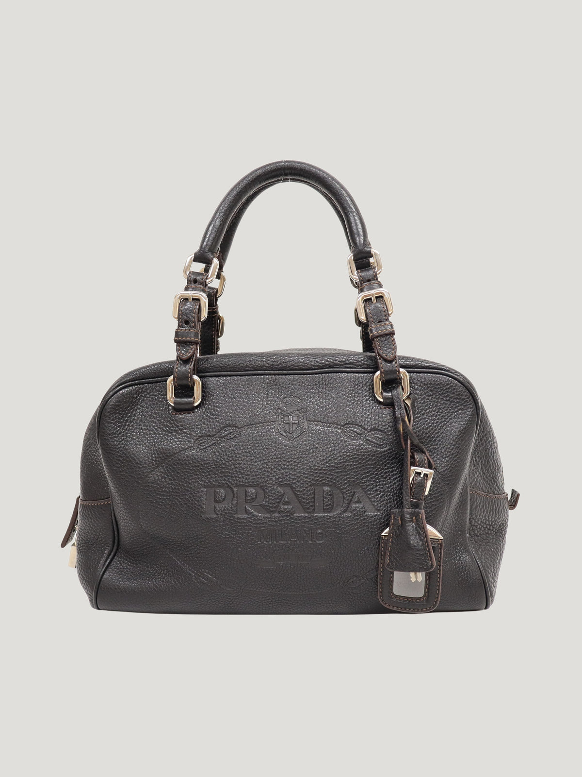 Logo-Embossed Leather Handbag