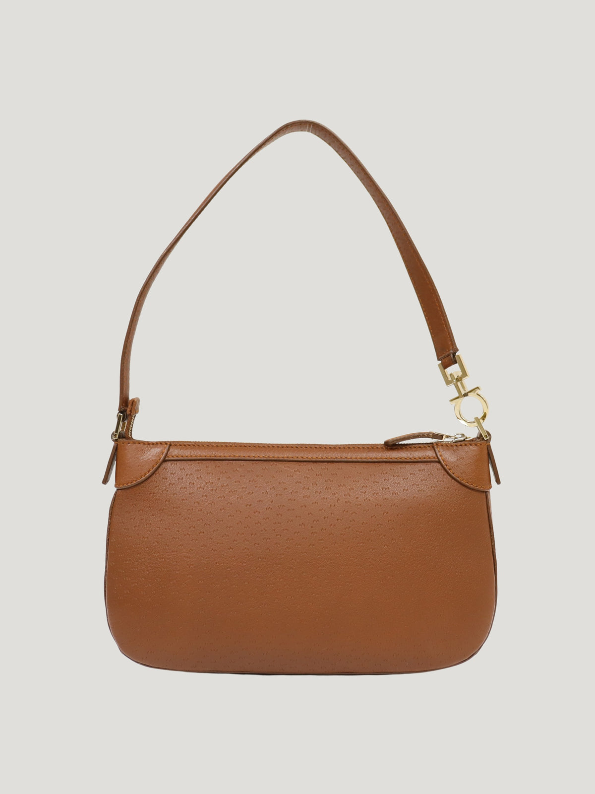 Gancini hardware leather one-shoulder bag