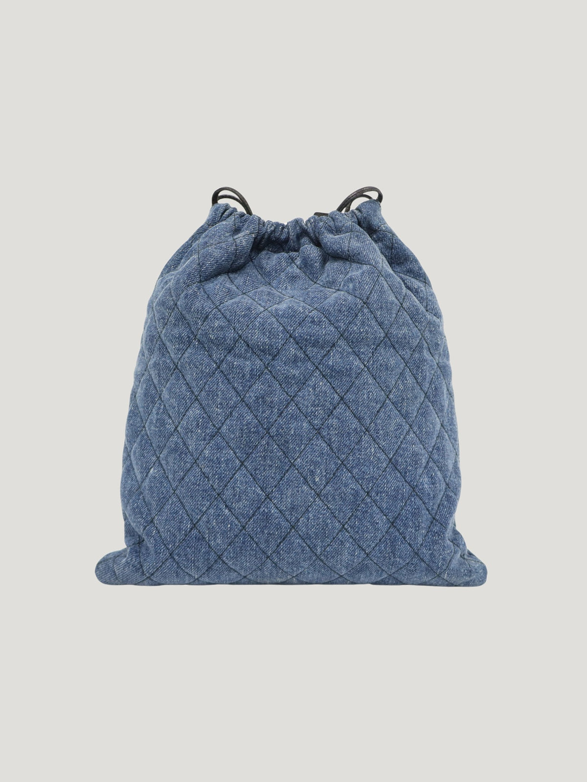Embroidered Logo Denim Drawstring Bag