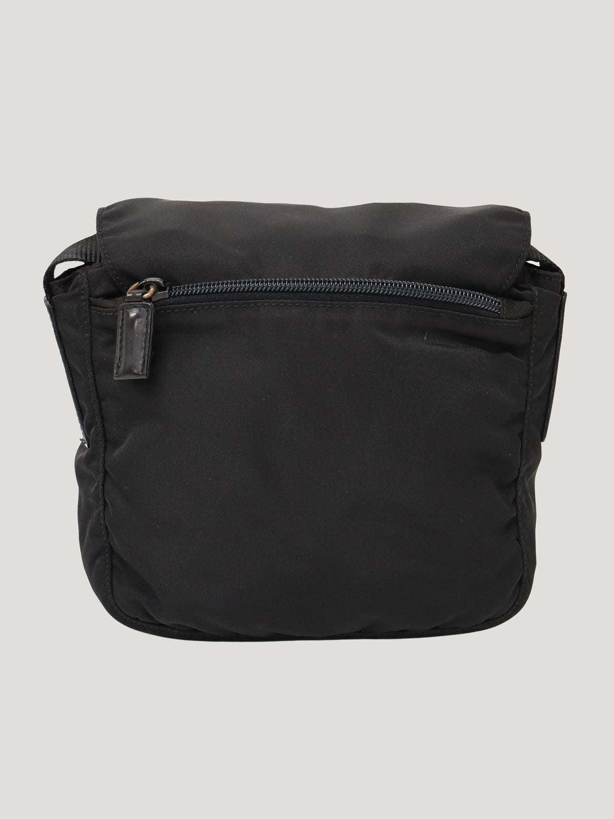 Triangular logo hardware nylon shoulder bag