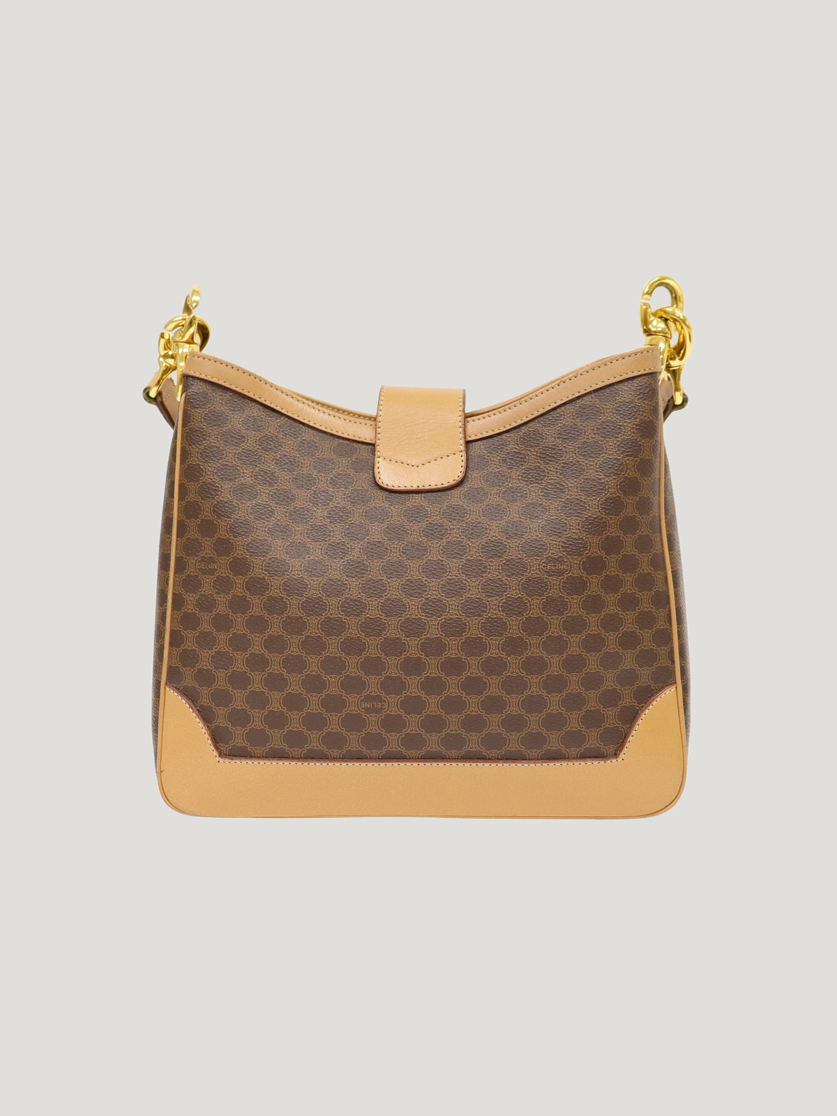 Macadam-pattern one-shoulder bag with Gancini clasp