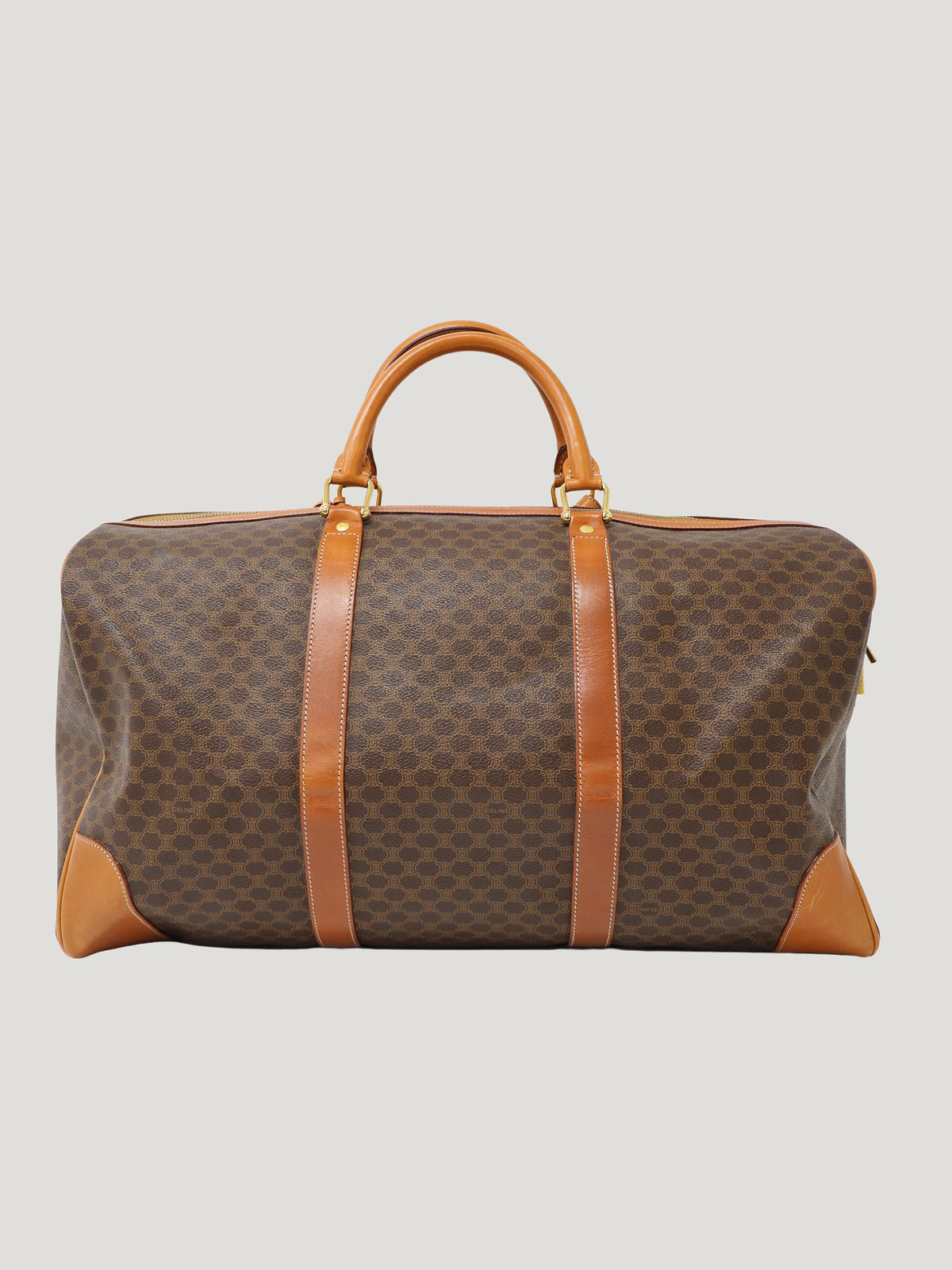 Macadam-pattern Boston bag with embossed Brazon
