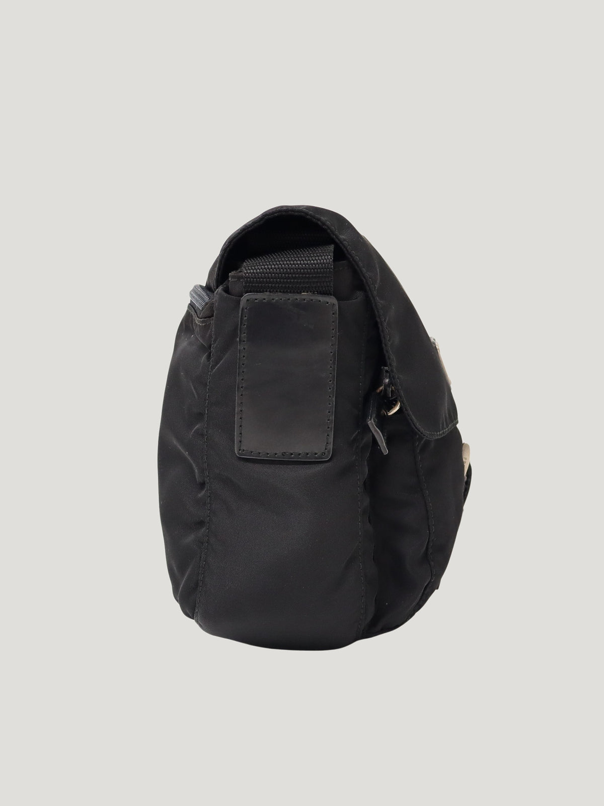 Triangular logo hardware nylon shoulder bag