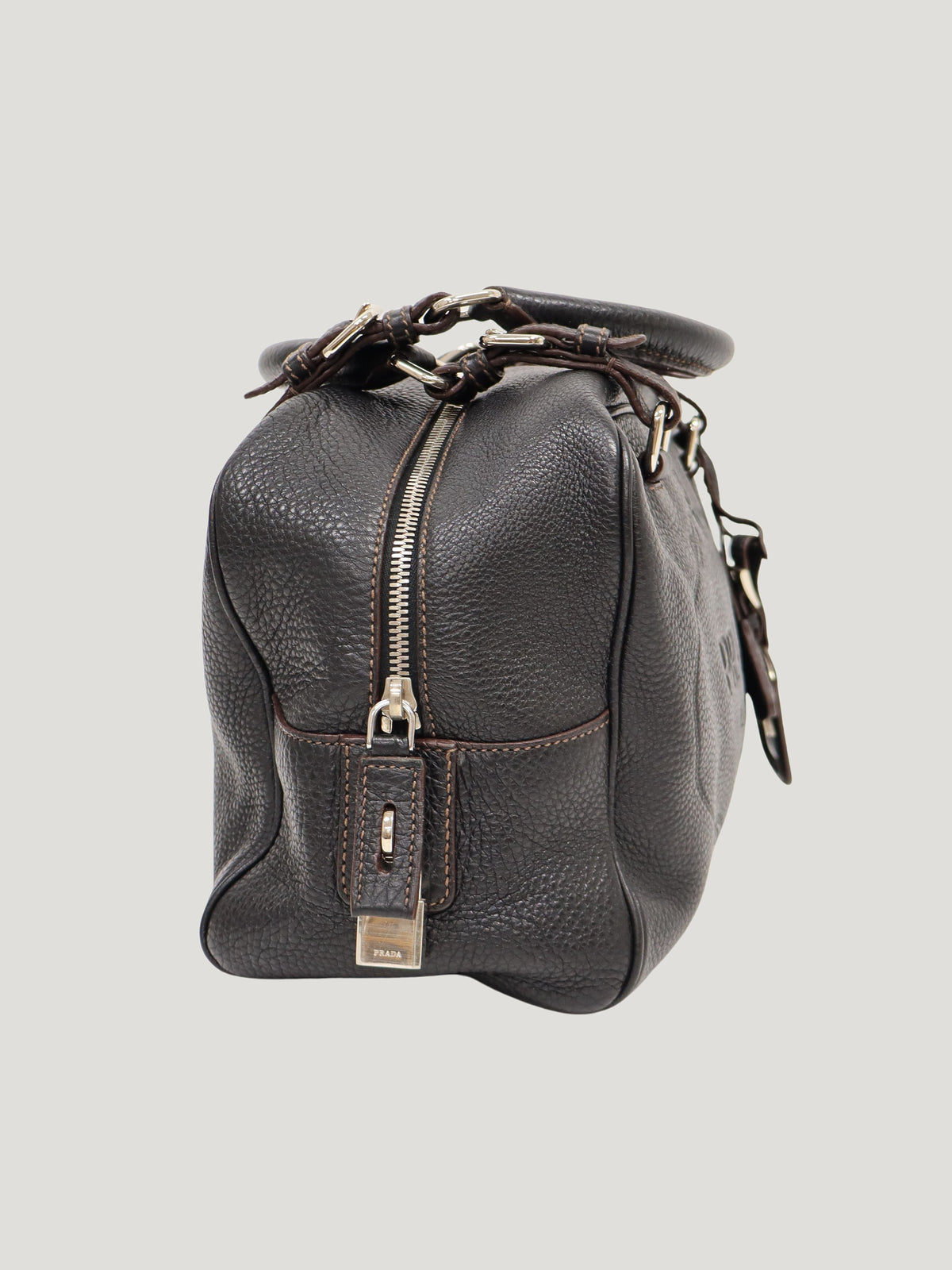 Logo-Embossed Leather Handbag