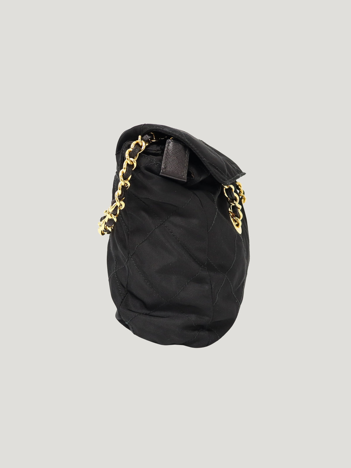 Triangular logo hardware quilted nylon chain shoulder bag
