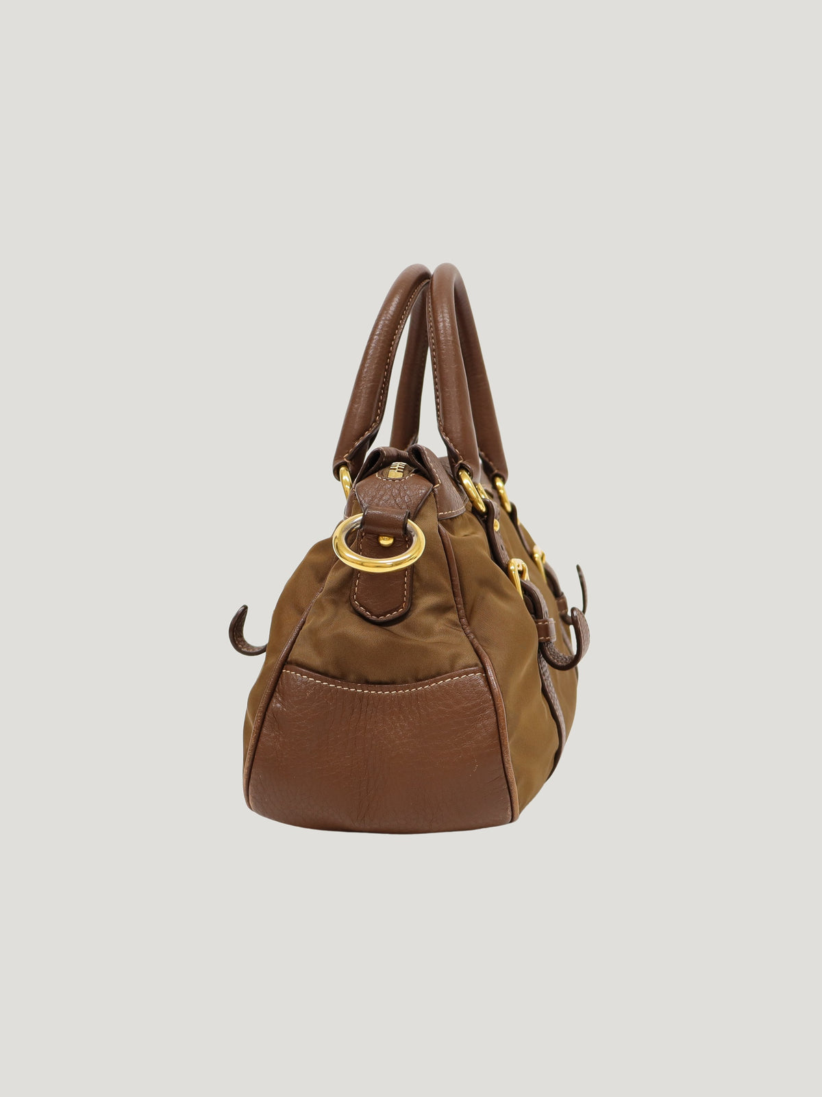 Logo Hardware Nylon Leather 2-Way Bag