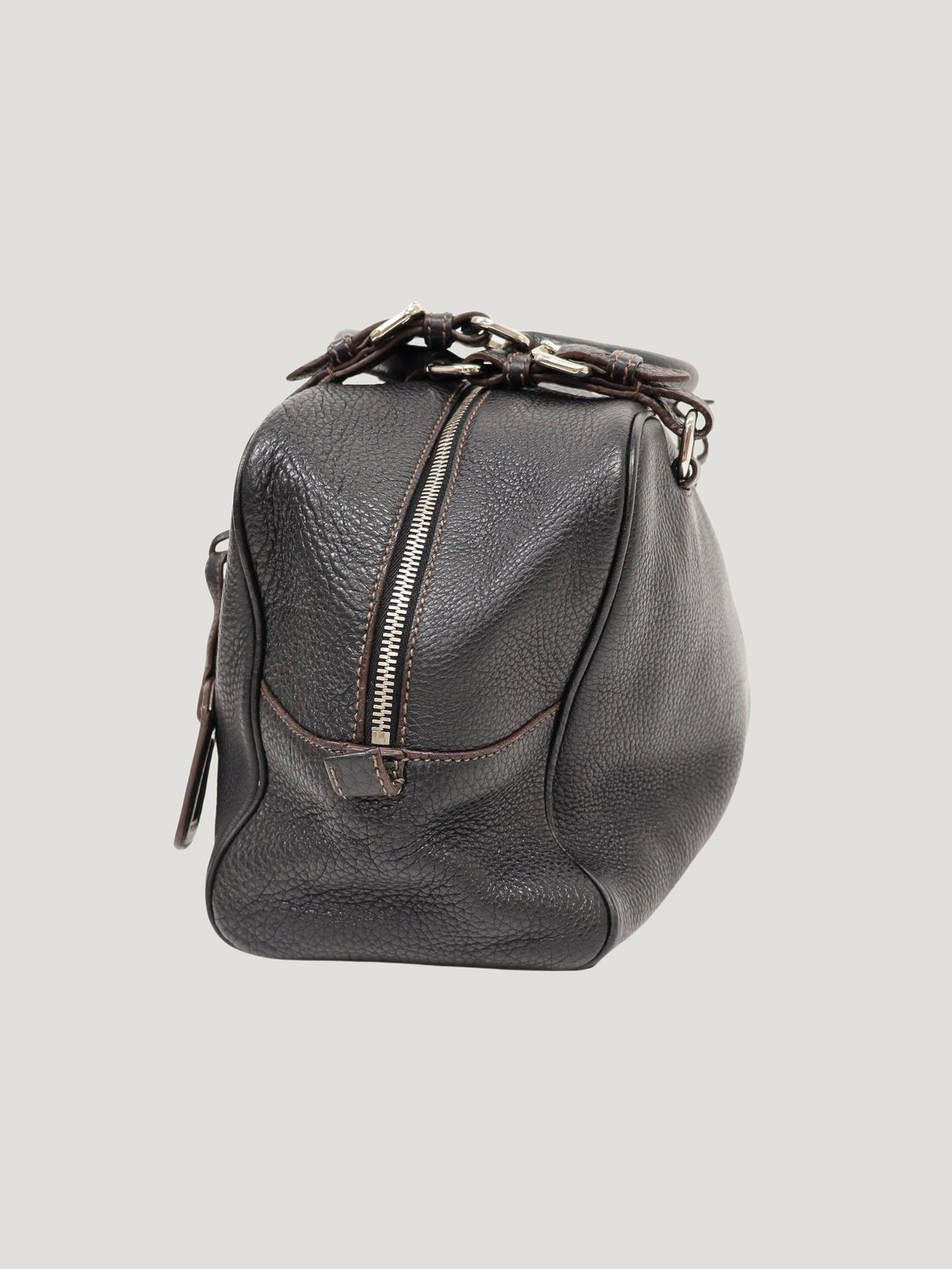 Logo-Embossed Leather Handbag