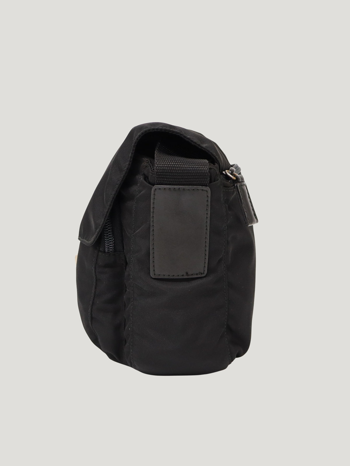 Triangular logo hardware nylon shoulder bag