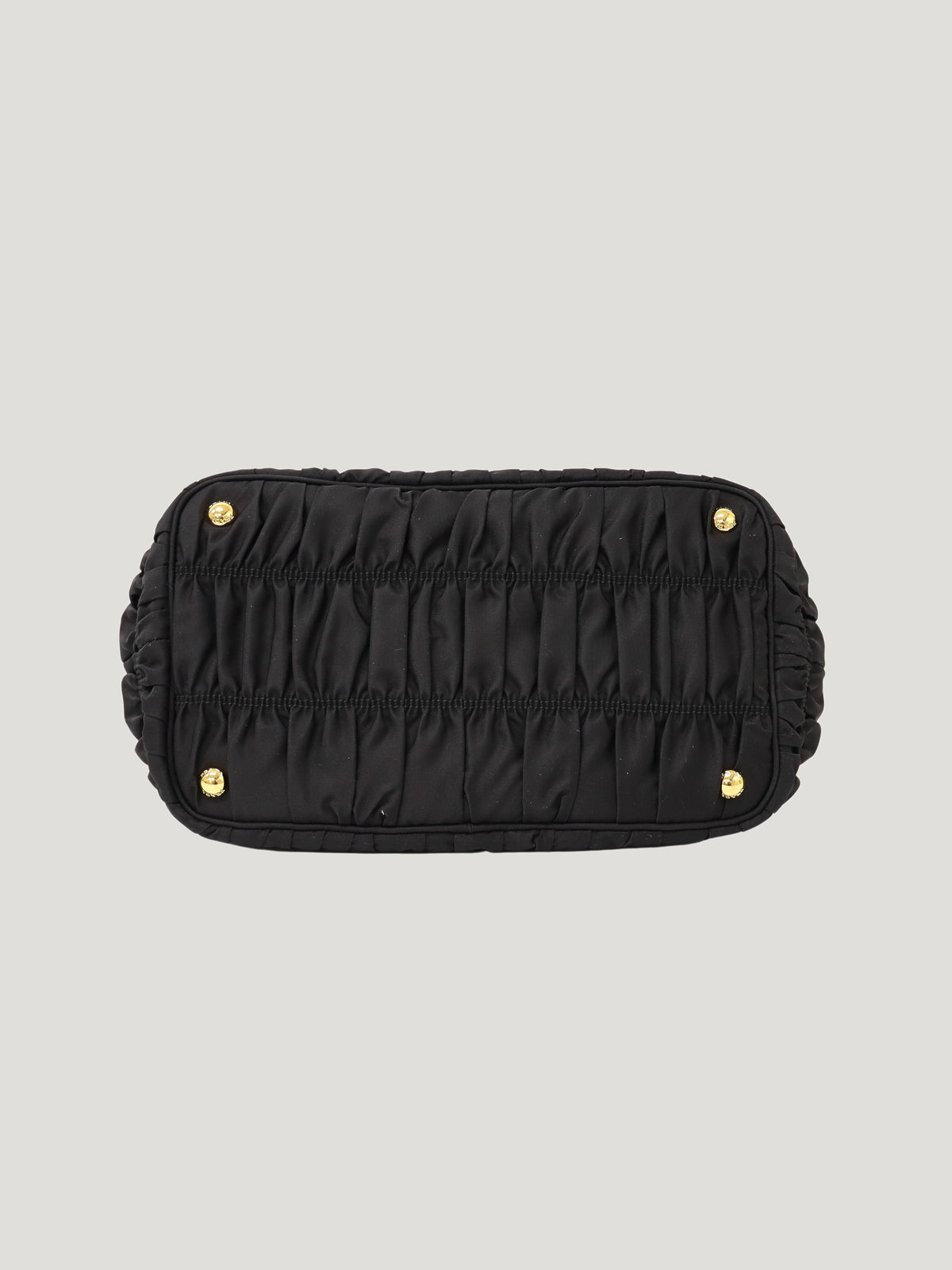 Logo hardware gathered nylon handbag