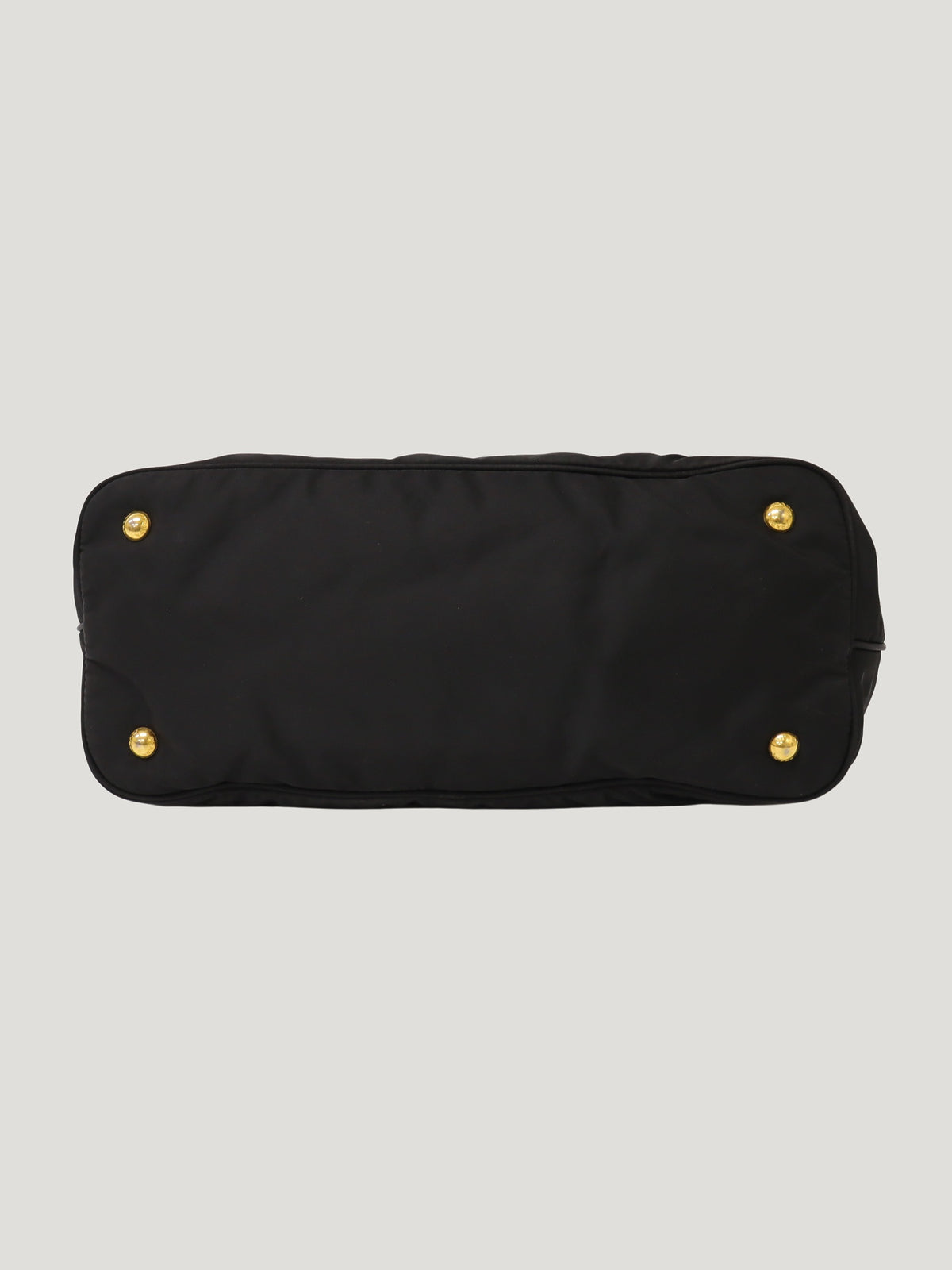 Triangular logo hardware nylon and leather tote bag