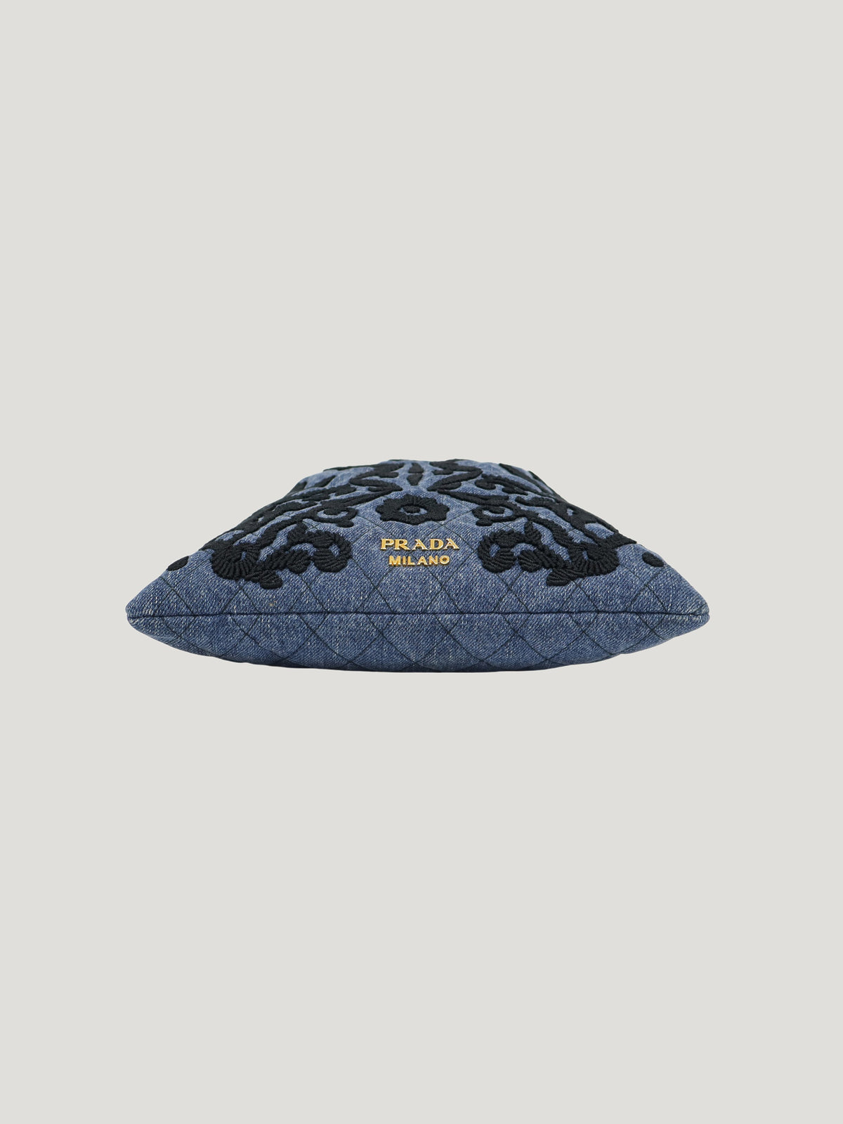 Embroidered Logo Denim Drawstring Bag