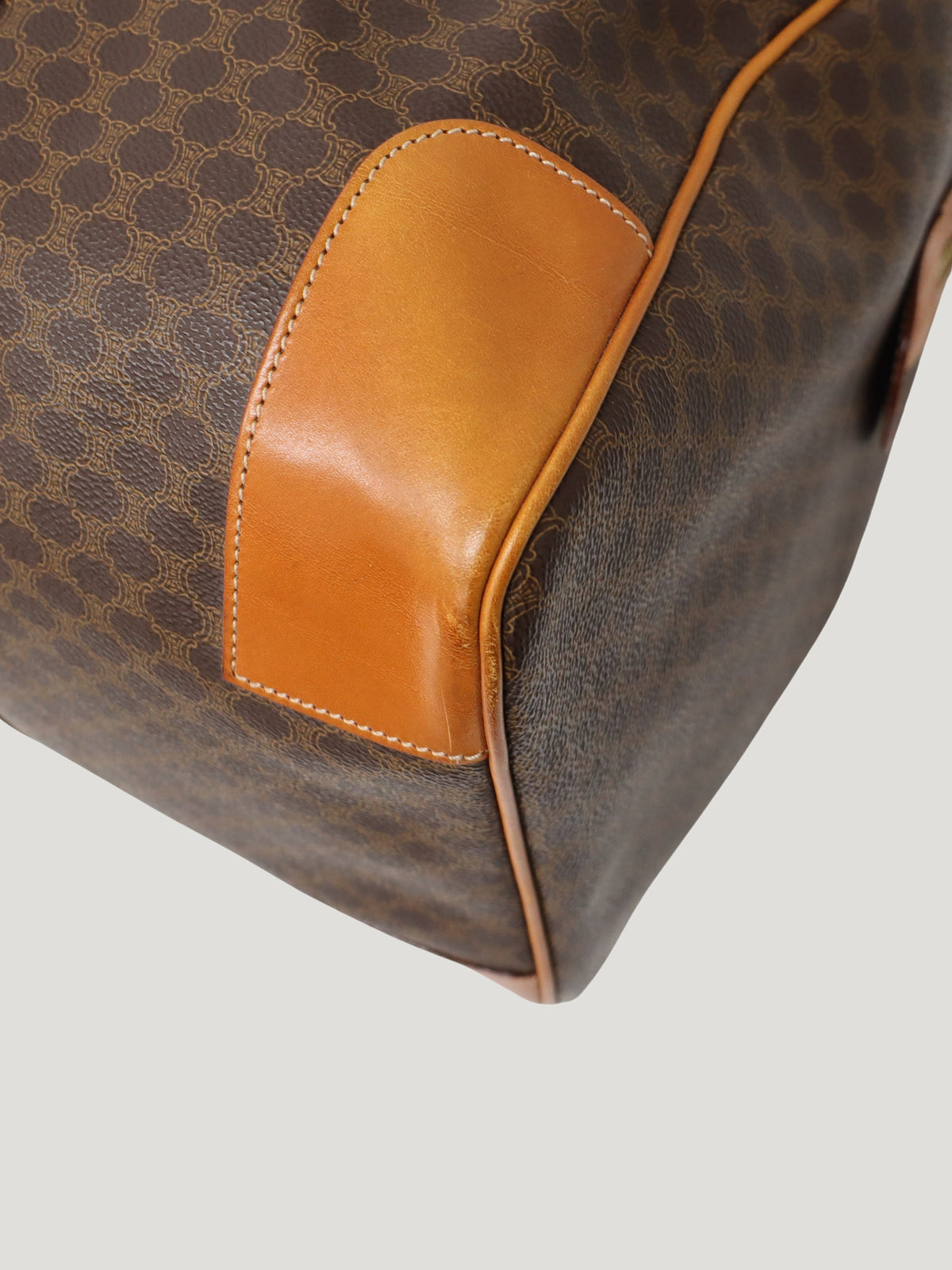 Macadam-pattern Boston bag with embossed Brazon